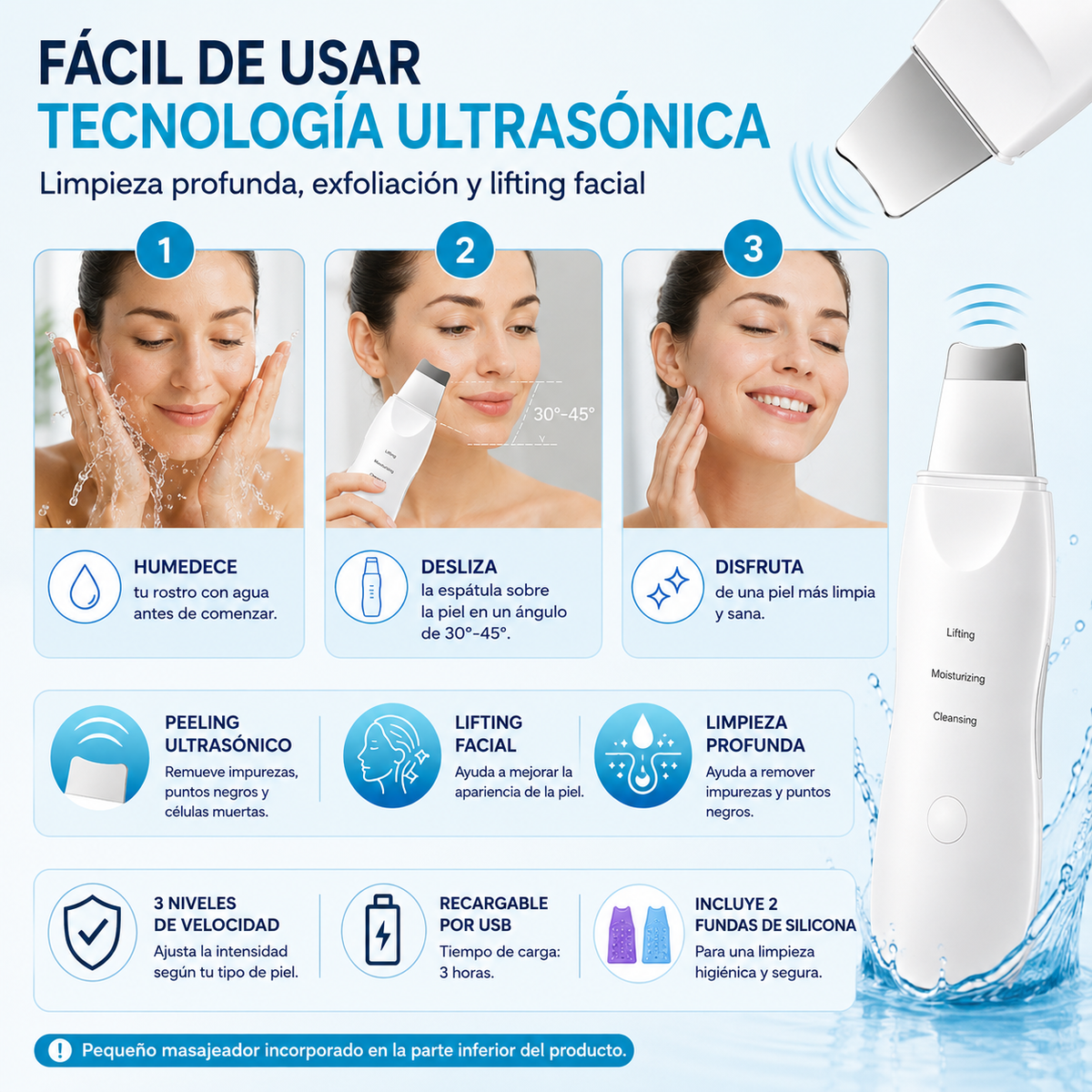 Limpiador facial ultrasónico