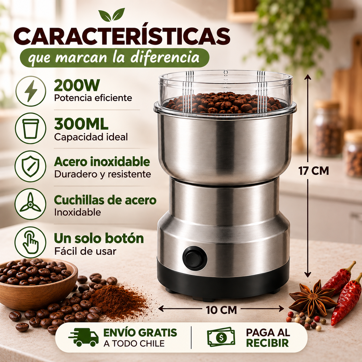 Molino Eléctrico De Café y Especias